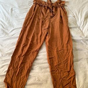 Women's Burnt orange Paperbag pants